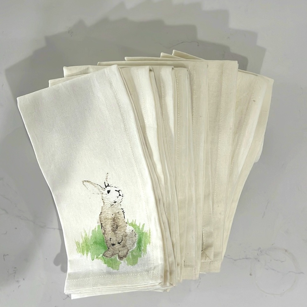 Pottery Barn Bunny Spring Easter Cloth Napkins (8)